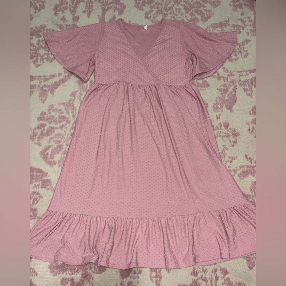 Pinkblush Dusty Pink Ruffle Hem Midi Maternity Dress Size S
